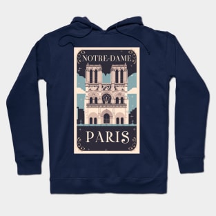 A Vintage Travel Art of the Notre-Dame Cathedral in Paris - France Hoodie
